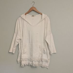 Eyelet hooded pullover